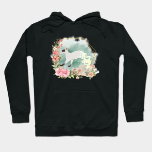 Siamese cat with flowers and magic book Hoodie